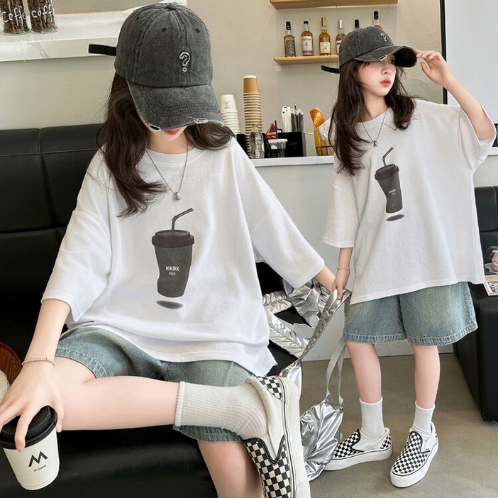 여아 여름 신상 주니어 캐쥬얼 초등생 반바지 상하복 세트 청바지