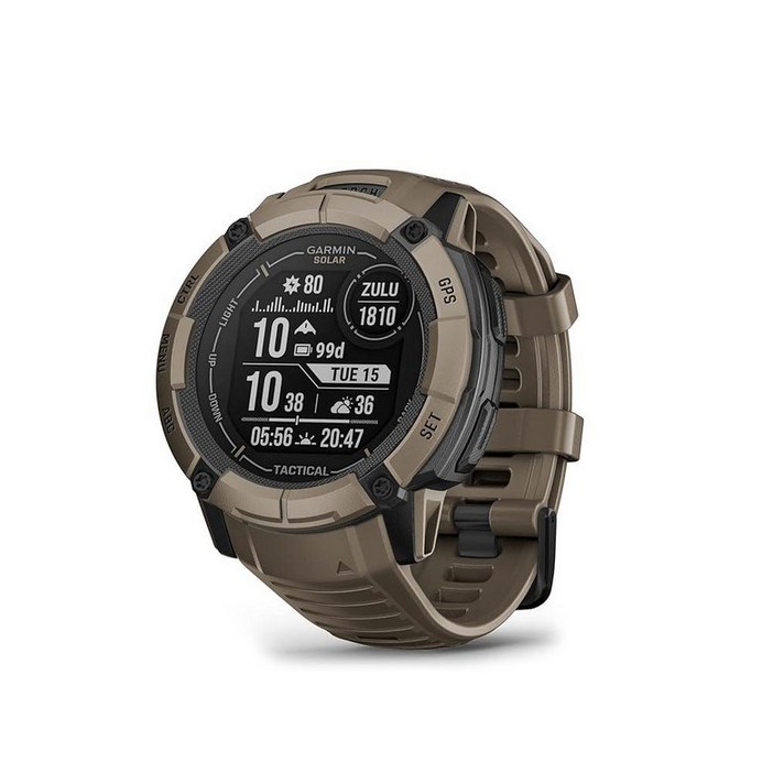 가민 Garmin Instinct 2X Solar - 택티컬 에디션, 견고한 GPS 스마트워치, 내장 손전등, 탄도 계산기, 태양열 충전 기능, 코요테 탠 98767