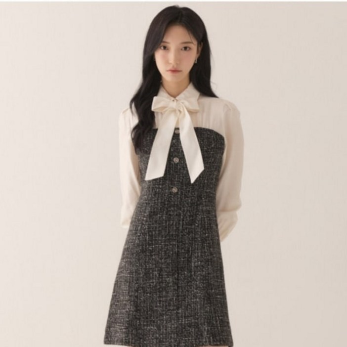 백화점 정품 로엠 원피스 스타필드 안성  배색 트위드 미니원피스2colorsRMOWE12R16