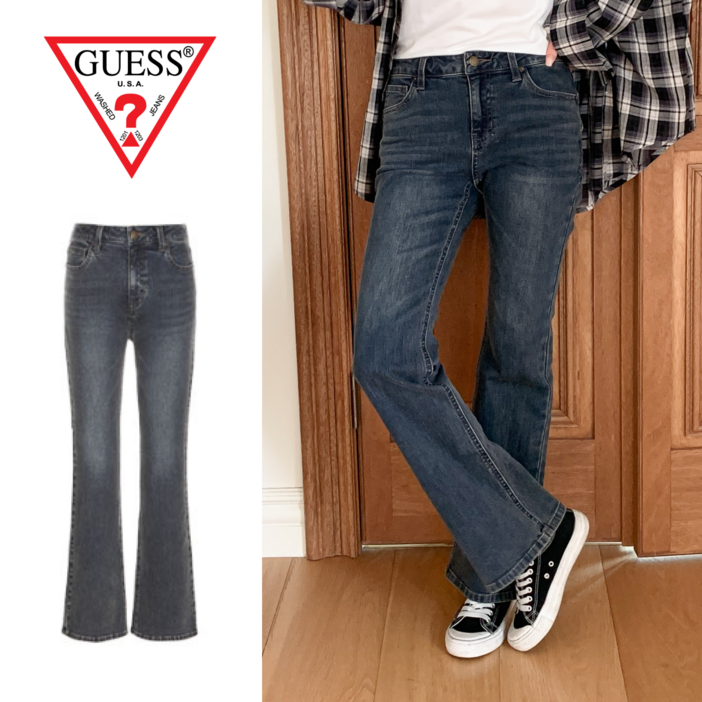 정품 게스 여성 부츠컷 청바지 스판 미디엄블루 사계절