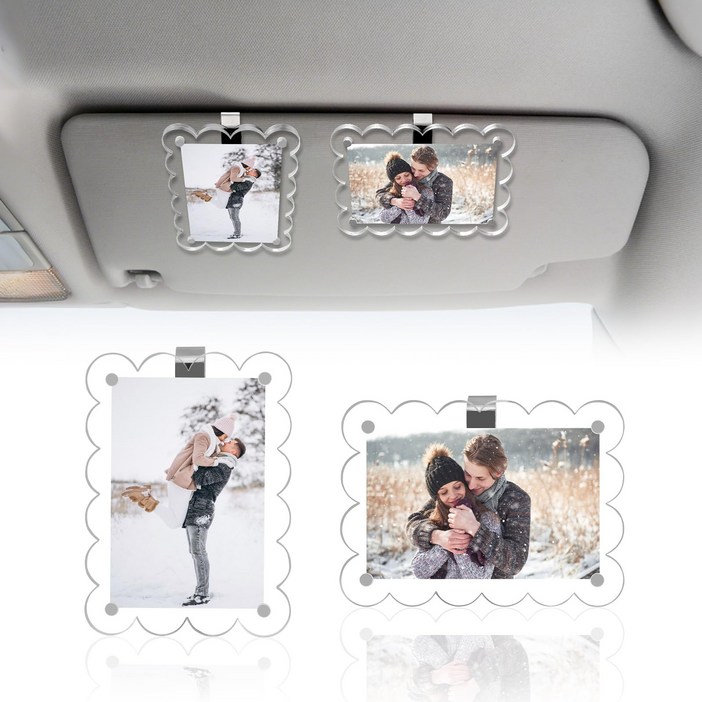 루이차량용사진걸이 차량용 사진 클립 6x9cm  자동차 선바이저 포토홀더, 물결 투명, 1개