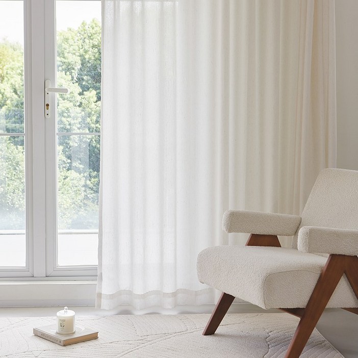 홈키안 나비주름 린넨 커튼 도톰차르르 비침없는 이음선없는 항균 방풍 거실 커텐