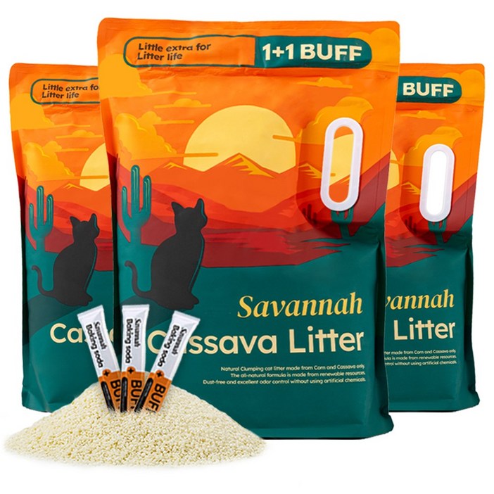 사바나 프리미엄 최고급 카사바 고양이 모래 탈취제 세트
