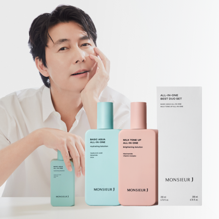 무슈제이 올인원 베스트 듀오 세트 (베이직 아쿠아 수분 올인원 200ml + 밀크 톤업 미백 올인원 200ml)