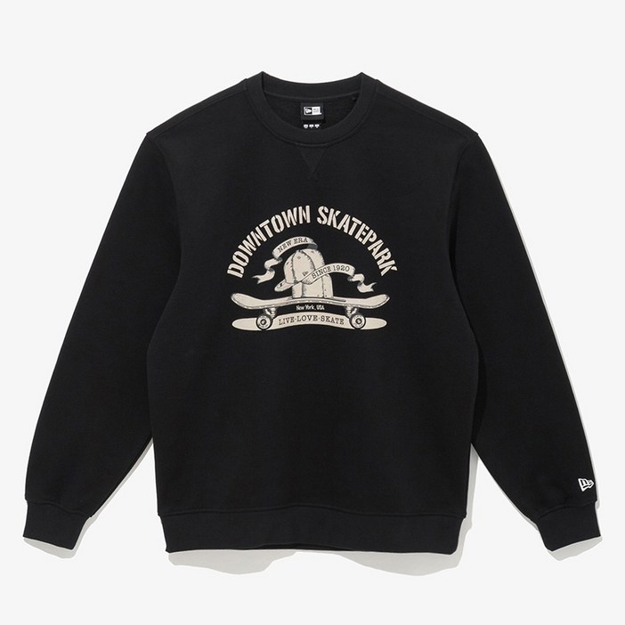 뉴에라 남녀공용 캡스 온 더 스케이트보드 오버핏 기모 맨투맨 14398018