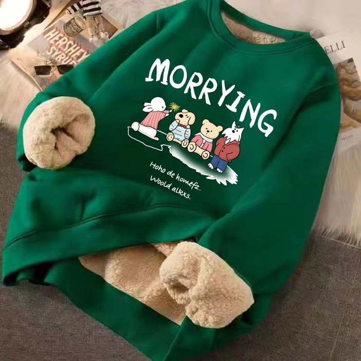 AOUGK 11 여자 캐릭터 긴팔 티셔츠 기모 맨투맨 빅사이즈 라운드티 겨울 긴팔티