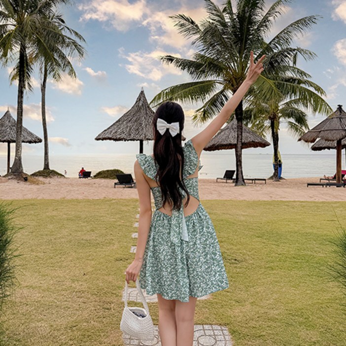 비바럽 미니 여름 휴양지원피스 리본 프릴 플라워 OP20223F