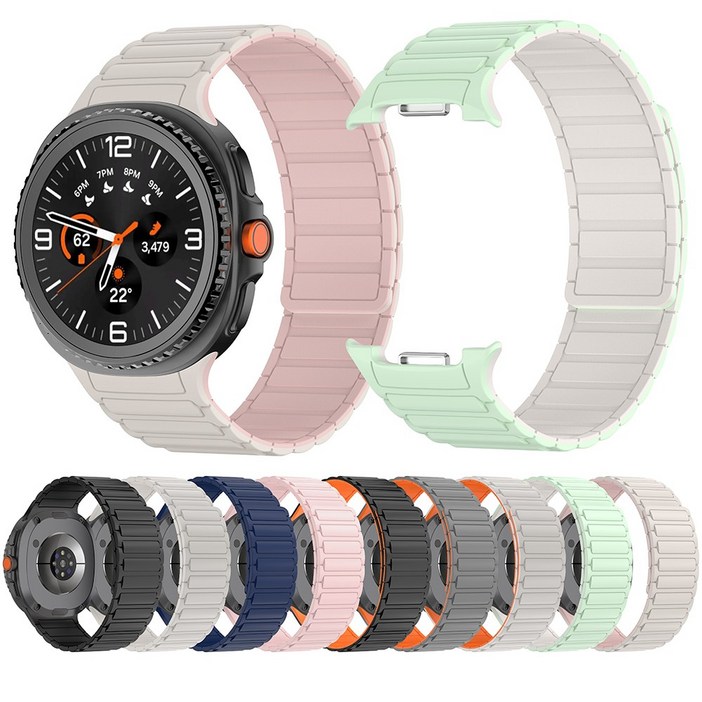 갤럭시워치 8 40mm 44mm 46mm 클래식 마그네틱 실리콘 스트랩 밴드, 민트스타라이트