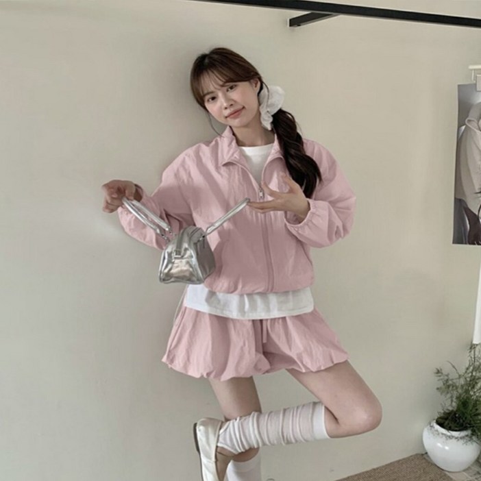 [오나스타일] 버블링 아노락 스커트 세트 바스락 트레이닝 SET