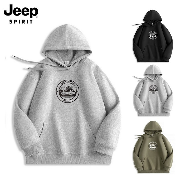 JEEP spirit 국내발송후드티셔츠 NEW 남자 여자 남성 여성 티셔츠 가을 겨울 봄 JPHJ26AHM017