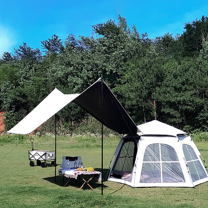 원터치 텐트 그늘막 텐트 2in1텐트 방수 캠핑 타프 캐노피 56인용