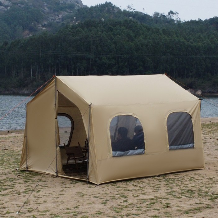 탑 랜더 일체형 타프쉘 타프스크린 캠핑 텐트 사계절 방충 쉘터, 카키