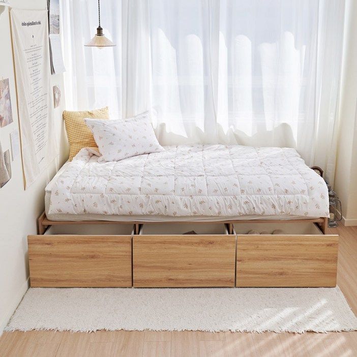 [보루네오] 빅수납 무헤드 침대 SS/Q (매트리스선택)