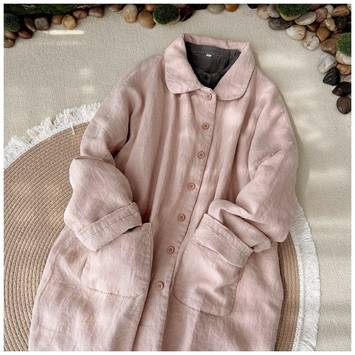 하마마스 린넨 누빔 내추럴 자켓 겨울 엄마옷 중년여성의류