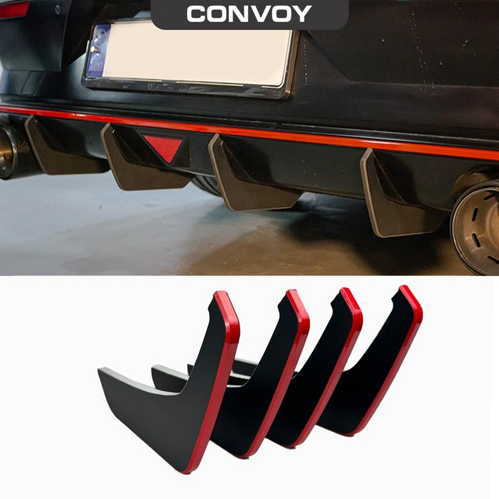 콘보이 현대 아반떼N CN7 PE 리어디퓨저 연장킷 튜닝용품,2024년이후, 무광레드엣지, 아반떼N CN7 PE24