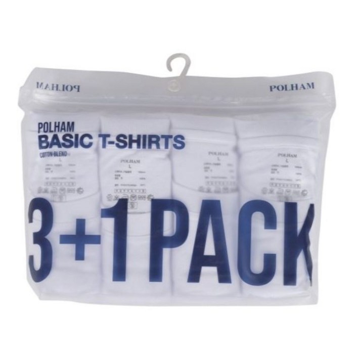 폴햄 이너 반팔 티셔츠 사계절로 입는 촉감 좋은 기본 3+1팩(4장) 3팩+1 4팩 이너 면 티셔츠 - 투데이밈