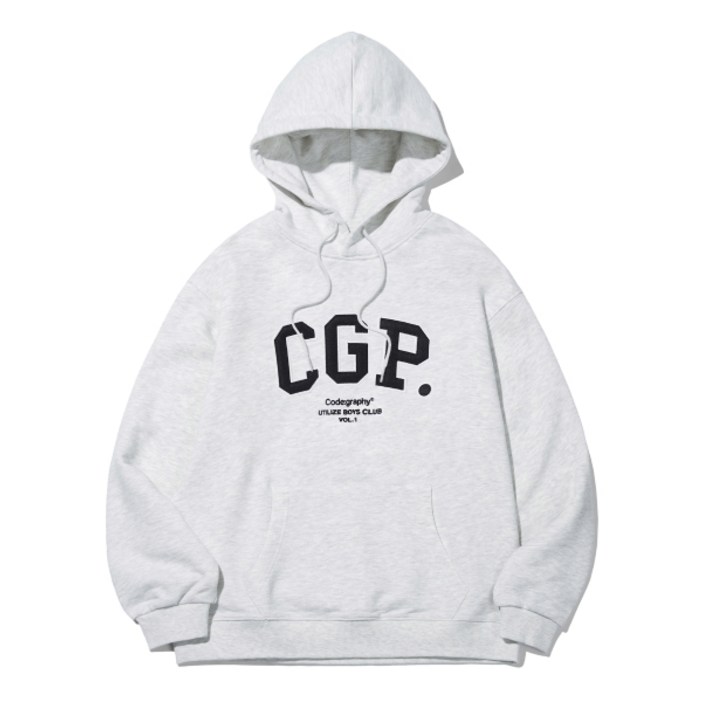 [기모 Ver.] 코드그라피 CGP 아치 로고 후드티_라이트그레이