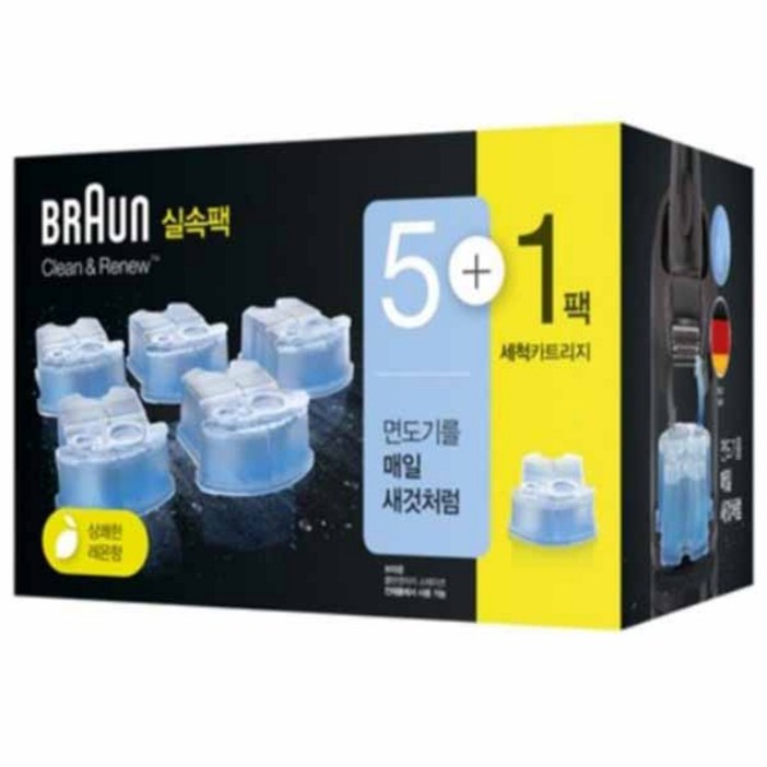BRAUN BRAUN 클린 앤 리뉴 면도기 세정액 CCR 6개입, 단일색상, CCR (6개입)