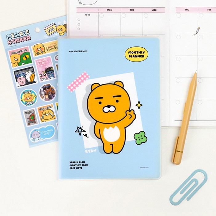 설래임 카카오프렌즈 월간 플래너 세이치즈 2025 A5 먼슬리 플래너