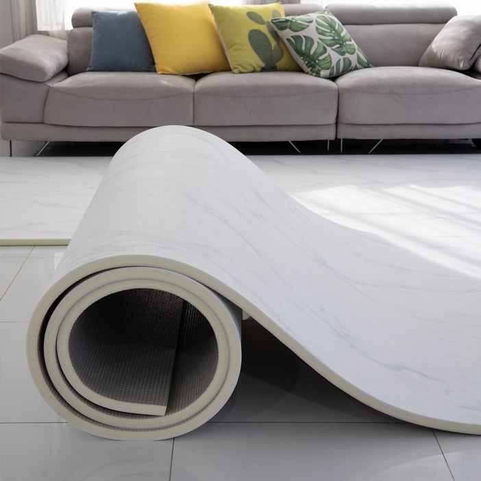 휴팡 디럭스 두께 21mm 고탄성 층간소음 방지 PVC 롤매트 유아 어린이 놀이방매트, 퓨어 마블