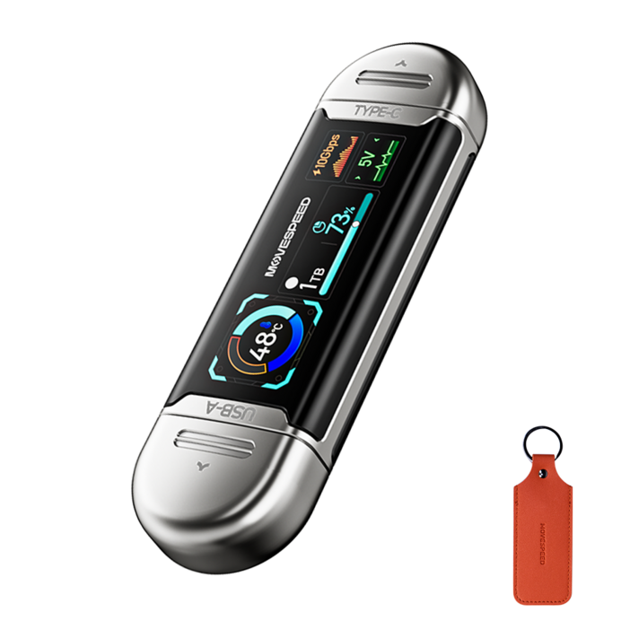 MOVESPEED SU10 외장 SSD 1090MB/s USB 3.2 Gen2 C타입 듀얼 인터페이스, 상태 가시화 스크린 탑재 플래시 드라이브, 실버, 256GB