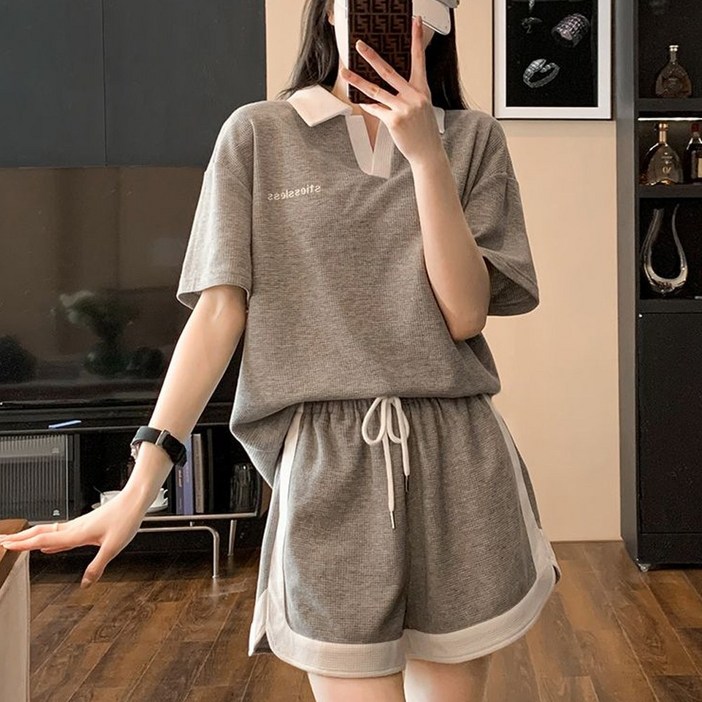 라미끄 카라넥 반팔 반바지 트레이닝 세트 (2color)
