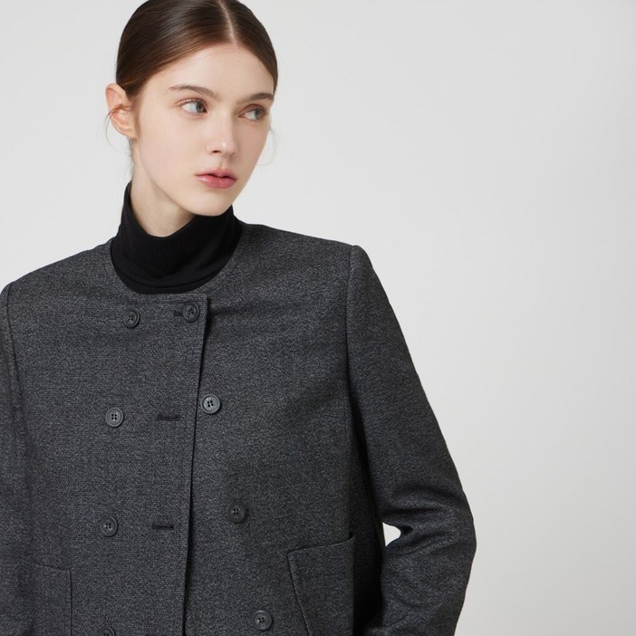 울 블렌드 라운드넥 크롭 자켓_C253MSF002