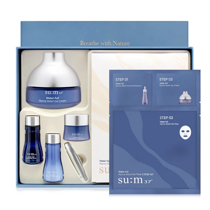 숨37도 워터풀마린 릴리프 젤 홍조 보습 수분크림 대용량 기획세트, 1개