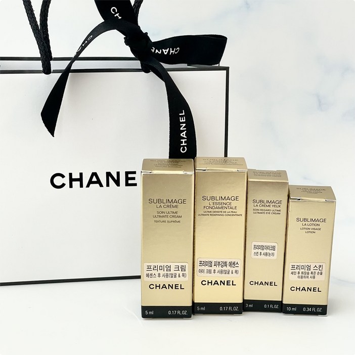 국내백화점 샤넬 수블리마지 피부강화라인 샘플 4종세트 스킨, 아이세럼, 세럼, 크림