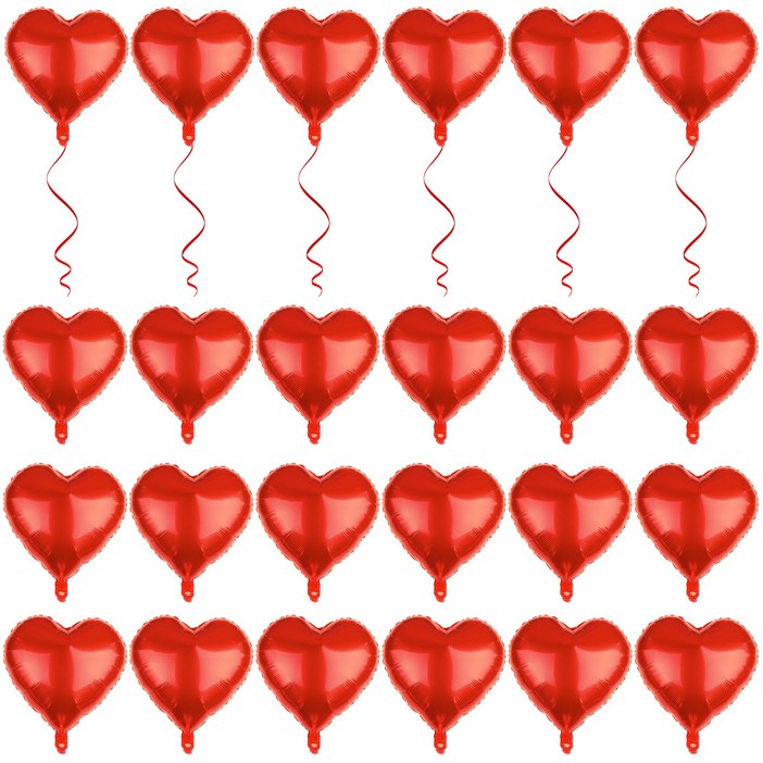 밸런타인데이 생일 파티 하트 은박풍선 45cm 세트 빨간 리본 2개 포함하트 풍선 웨딩 파티 장식 이벤트 장식용 풍선