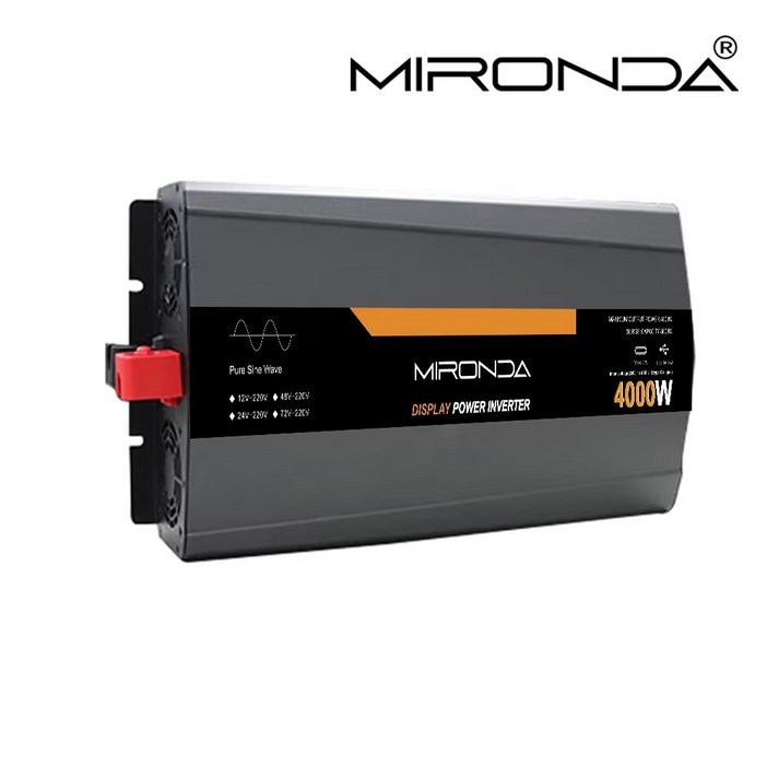 MIRONDA 순수 사인파 차량용 전력 인버터, 캠핑카 용 전압 변환기, 한국 KC 승인, 60Hz 12V / 24V 220V MTS 용량 4000W, 1개