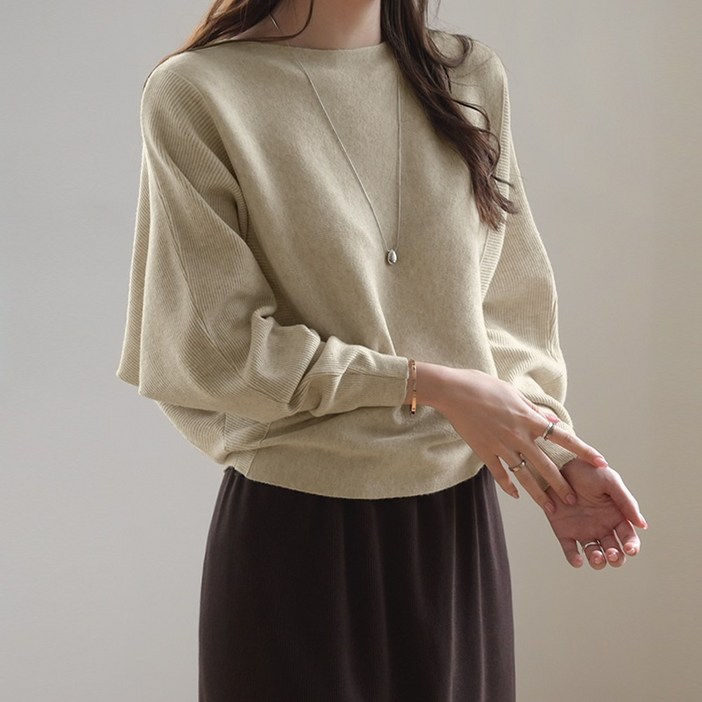 데일리앤 언더 부드러운 가오리 보트넥 니트 여성 루즈핏 니트티 봄 가을 데일리앤 언더 부드러운 가오리 보트넥 니트 여성 루즈핏 니트티 봄 가을