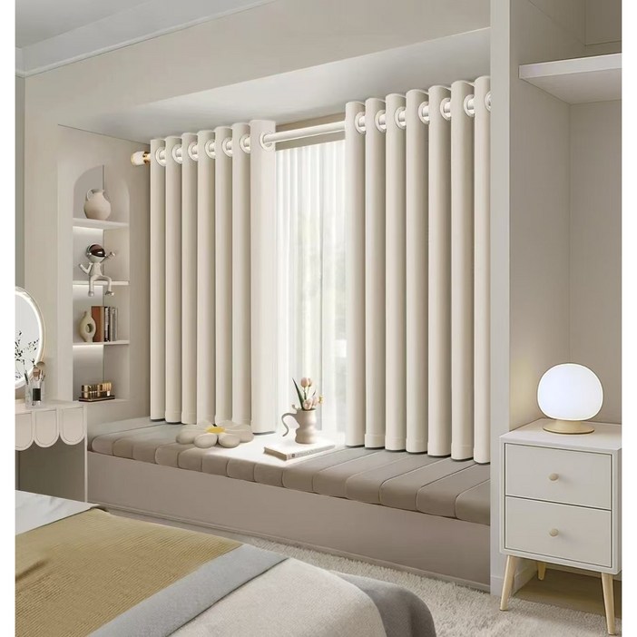 커튼 아일렛형 화이트 거실 암막 커튼 도톰 커튼 심플 커튼