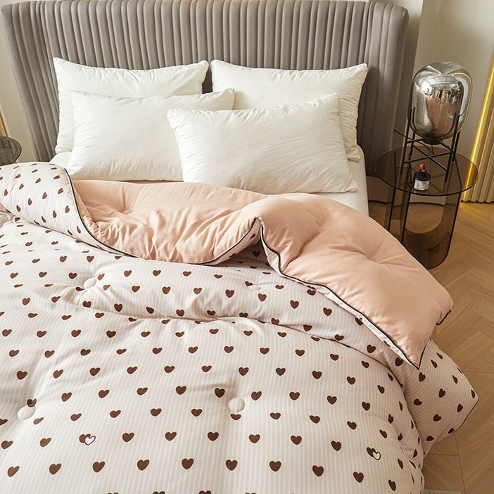 잔꽃 겨울차렵이불 두툼 두꺼운 플라워 양면 먼지없는 실크 이불