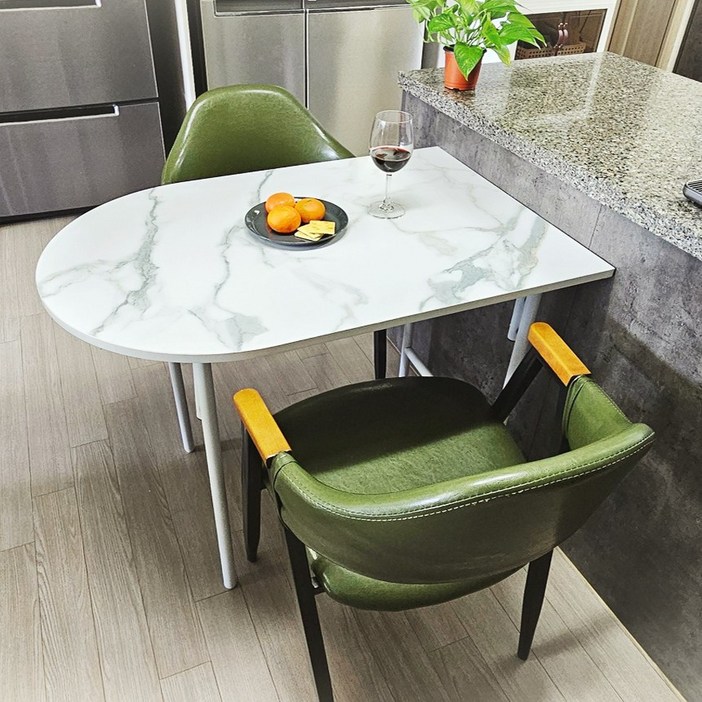 디자인블레스 1인 2인용 식탁 900x600 반타원 홈바 원룸 테이블, 2인용, 마블