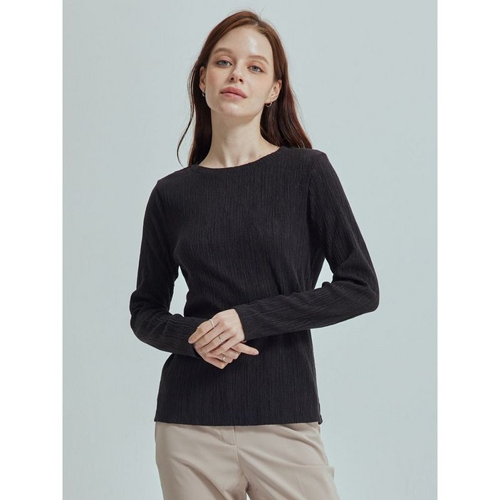 올리비아하슬러 블랙 하슬러 골지라인 라운드티 OHCSTS901