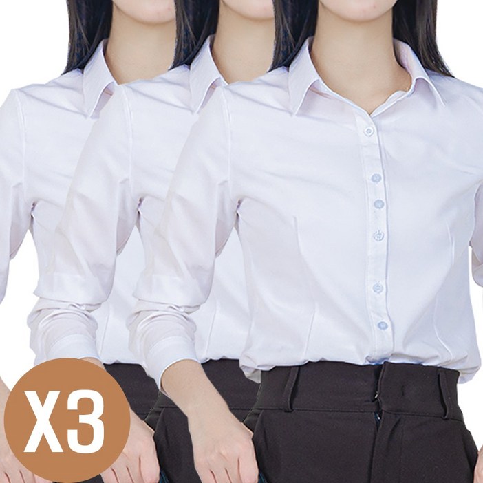 세련닷 여성 링클프리 주름방지 화이트 긴팔 셔츠 1+1+1