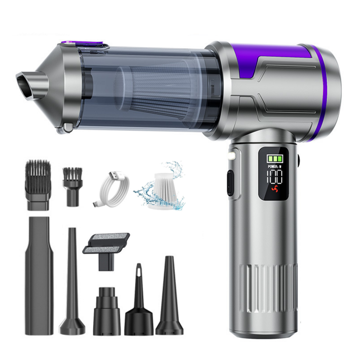 Voltmate 18000Pa 3단 조절 무선 차량용 청소기 LED 조명 브러시리스 모터 디지털 디스플레이 표시 다용도 청소기 가정용, 은색