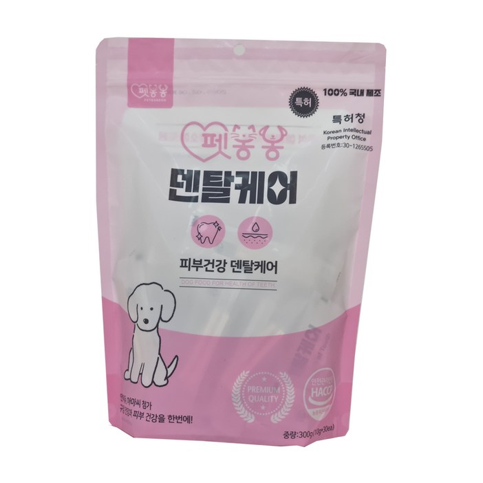 펫봉봉 덴탈케어 강아지덴탈껌 대용량 스케일링 영양 츄잉스틱, 펫봉봉 덴탈케어 피부건강, 300g, 1개