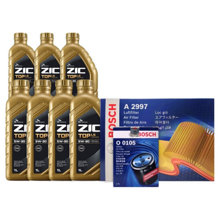 그랜저 IG 3.0 가솔린 엔진오일세트 SK 지크 탑 LS 5W30 ZIC TOP LS