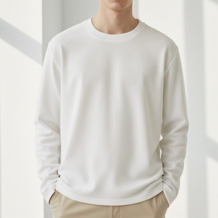 디커스텀 남녀공용 보온 벨벳 라운드 기모 티셔츠