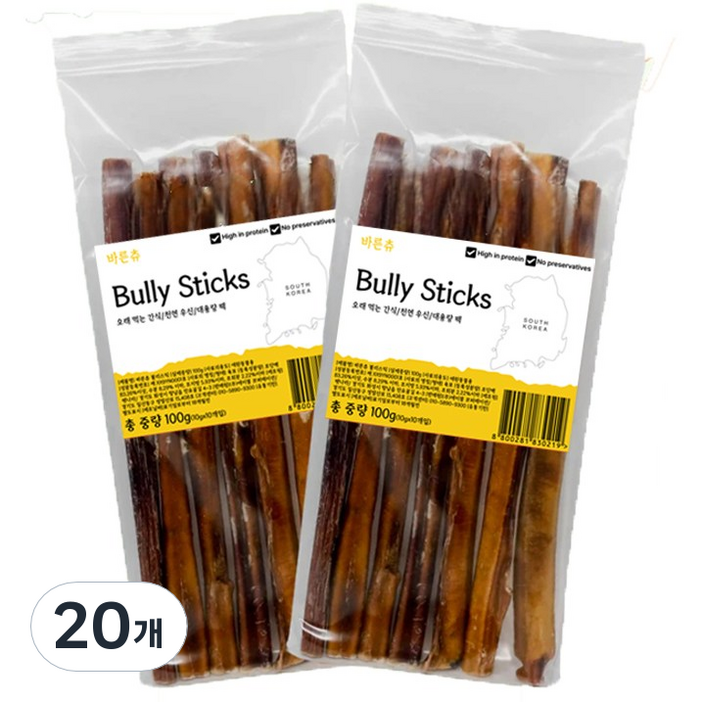 바른츄 강아지 간식 불리스틱 대용량