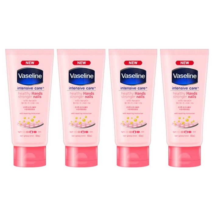바세린 인텐시브 케어 헬씨 핸드 앤 스트롱거 네일 로션, 60ml, 4개