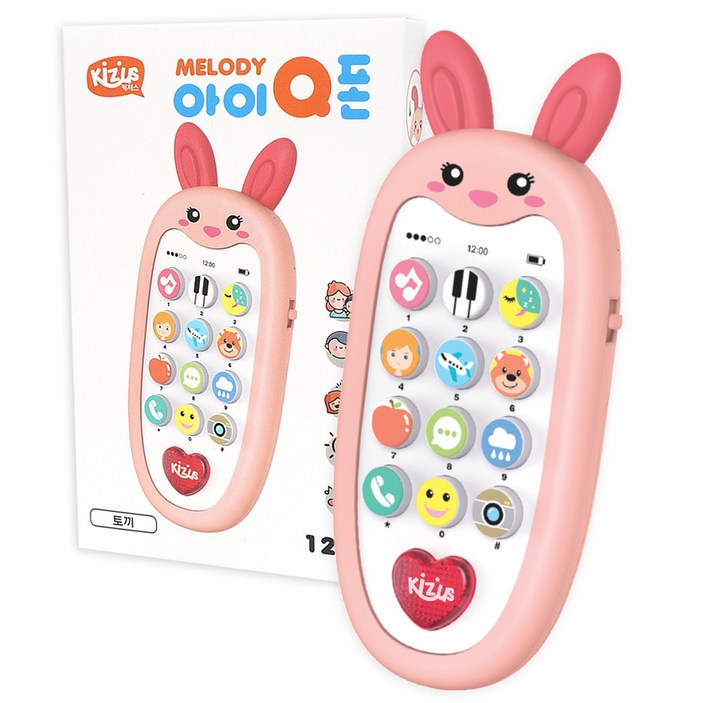 운전장난감 키저스 유아용 아이큐폰 멜로디 버튼식 장난감, 핑크 토끼