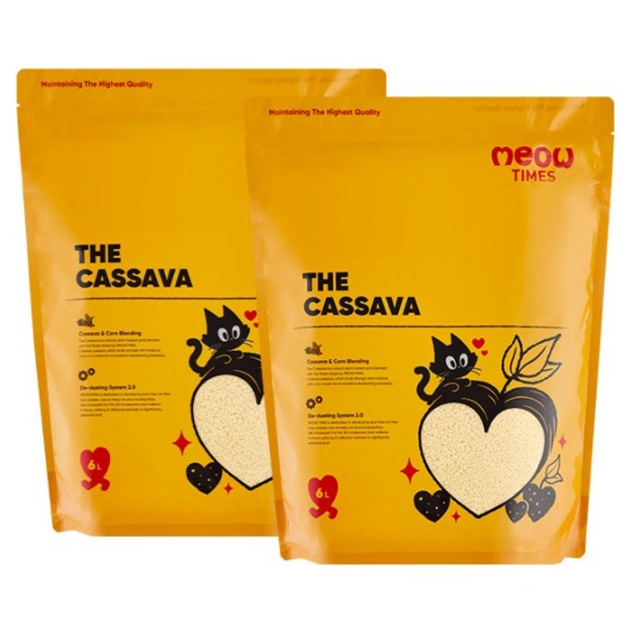 미우타임즈 더 카사바 고양이모래, 6L, 2개, 무향