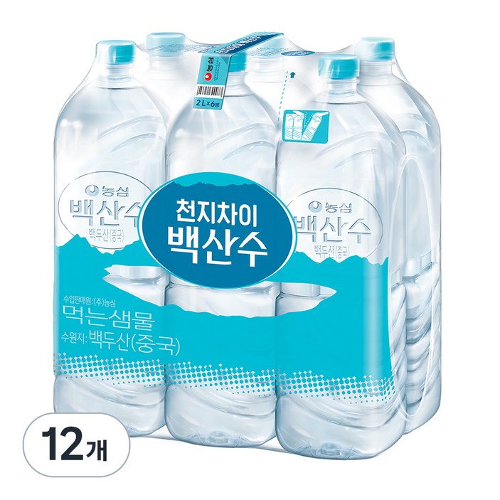 백산수 무라벨 생수, 2L, 12개