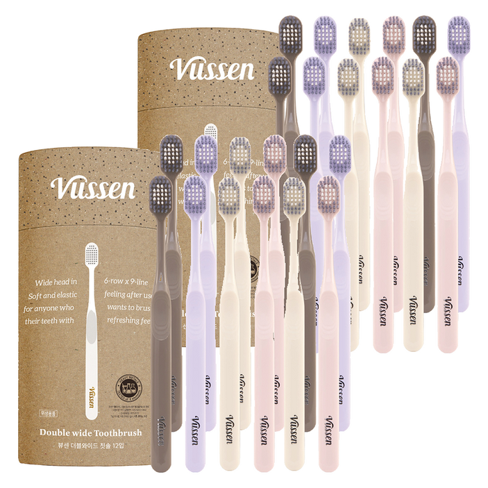 뷰센 더블와이드 칫솔 파스텔 에디션, 12개입, 2개
