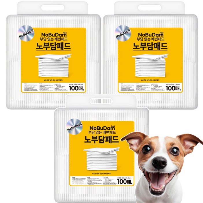 강아지 노부담 절약형 무형광 배변패드 무향, 100개입, 3개