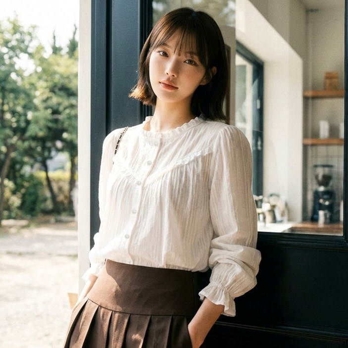 페이퍼먼츠 단아 러블리 러플 블라우스 14239