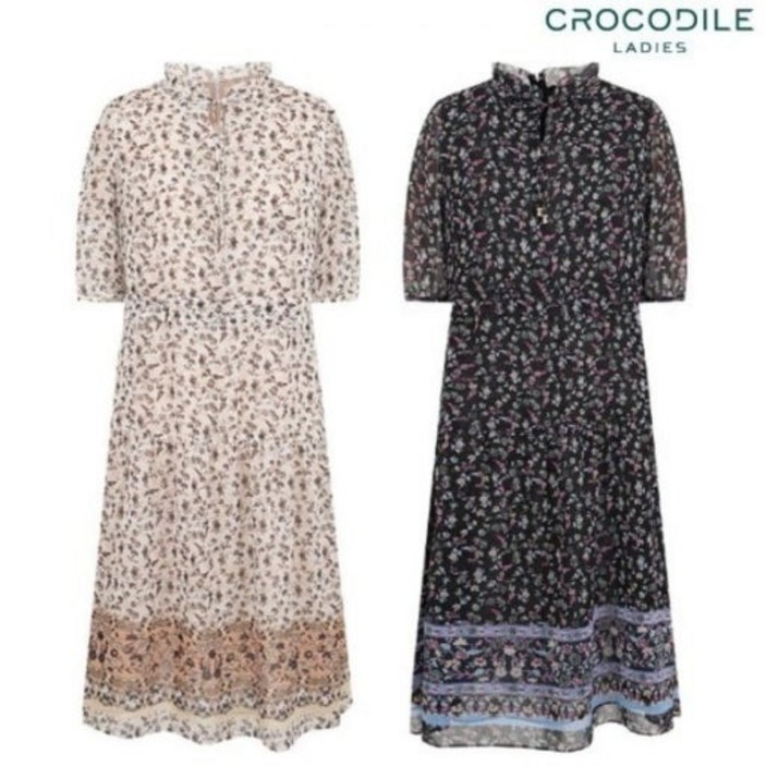 크로커다일레이디 보더프린트 쉬폰 원피스 CLDMOP111